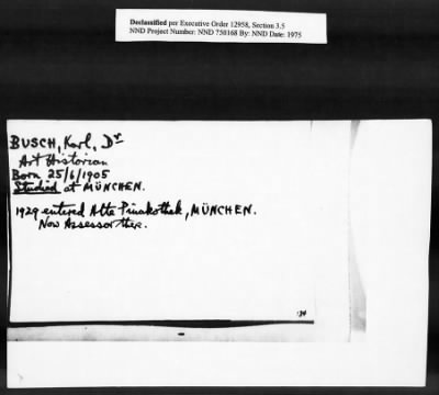 Thumbnail for Card File on Art-Looting Suspects > RECORDS OF THE AMERICAN COMMISSION FOR THE PROTECTION AND SALVAGE OF ARTISTIC AND HISTORIC MONUMENTS IN WAR AREAS (THE ROBERTS COMMISSION), 1943-1946