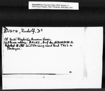 Thumbnail for Card File on Art-Looting Suspects > RECORDS OF THE AMERICAN COMMISSION FOR THE PROTECTION AND SALVAGE OF ARTISTIC AND HISTORIC MONUMENTS IN WAR AREAS (THE ROBERTS COMMISSION), 1943-1946