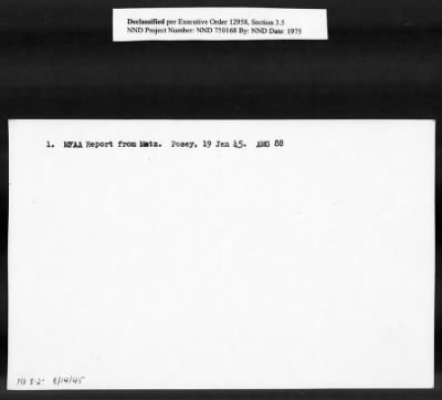 Thumbnail for Card File on Art-Looting Suspects > RECORDS OF THE AMERICAN COMMISSION FOR THE PROTECTION AND SALVAGE OF ARTISTIC AND HISTORIC MONUMENTS IN WAR AREAS (THE ROBERTS COMMISSION), 1943-1946