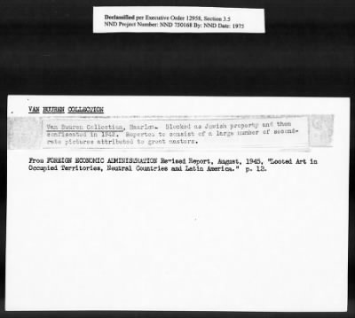 Thumbnail for Card File on Art-Looting Suspects > RECORDS OF THE AMERICAN COMMISSION FOR THE PROTECTION AND SALVAGE OF ARTISTIC AND HISTORIC MONUMENTS IN WAR AREAS (THE ROBERTS COMMISSION), 1943-1946