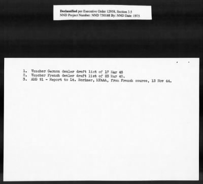 Thumbnail for Card File on Art-Looting Suspects > RECORDS OF THE AMERICAN COMMISSION FOR THE PROTECTION AND SALVAGE OF ARTISTIC AND HISTORIC MONUMENTS IN WAR AREAS (THE ROBERTS COMMISSION), 1943-1946