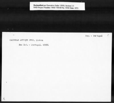 Thumbnail for Card File on Art-Looting Suspects > RECORDS OF THE AMERICAN COMMISSION FOR THE PROTECTION AND SALVAGE OF ARTISTIC AND HISTORIC MONUMENTS IN WAR AREAS (THE ROBERTS COMMISSION), 1943-1946