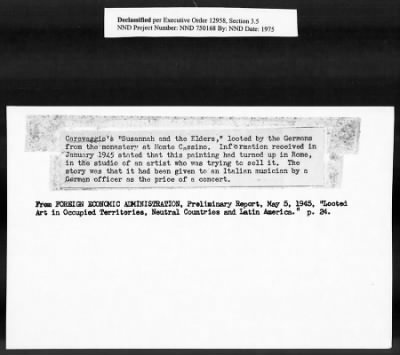 Thumbnail for Card File on Art-Looting Suspects > RECORDS OF THE AMERICAN COMMISSION FOR THE PROTECTION AND SALVAGE OF ARTISTIC AND HISTORIC MONUMENTS IN WAR AREAS (THE ROBERTS COMMISSION), 1943-1946