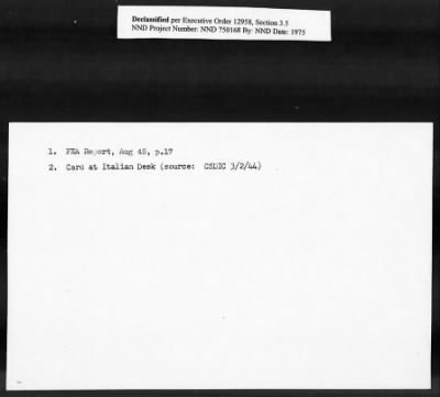 Thumbnail for Card File on Art-Looting Suspects > RECORDS OF THE AMERICAN COMMISSION FOR THE PROTECTION AND SALVAGE OF ARTISTIC AND HISTORIC MONUMENTS IN WAR AREAS (THE ROBERTS COMMISSION), 1943-1946