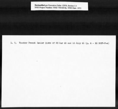 Thumbnail for Card File on Art-Looting Suspects > RECORDS OF THE AMERICAN COMMISSION FOR THE PROTECTION AND SALVAGE OF ARTISTIC AND HISTORIC MONUMENTS IN WAR AREAS (THE ROBERTS COMMISSION), 1943-1946