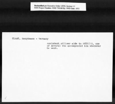 Thumbnail for Card File on Art-Looting Suspects > RECORDS OF THE AMERICAN COMMISSION FOR THE PROTECTION AND SALVAGE OF ARTISTIC AND HISTORIC MONUMENTS IN WAR AREAS (THE ROBERTS COMMISSION), 1943-1946