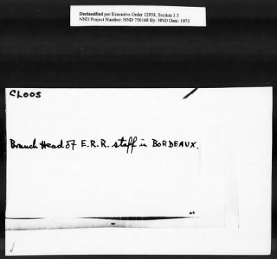 Thumbnail for Card File on Art-Looting Suspects > RECORDS OF THE AMERICAN COMMISSION FOR THE PROTECTION AND SALVAGE OF ARTISTIC AND HISTORIC MONUMENTS IN WAR AREAS (THE ROBERTS COMMISSION), 1943-1946