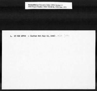 Thumbnail for Card File on Art-Looting Suspects > RECORDS OF THE AMERICAN COMMISSION FOR THE PROTECTION AND SALVAGE OF ARTISTIC AND HISTORIC MONUMENTS IN WAR AREAS (THE ROBERTS COMMISSION), 1943-1946