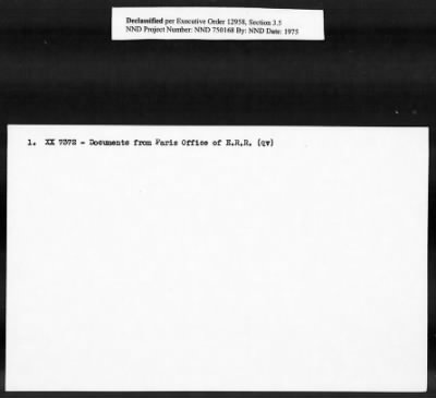 Thumbnail for Card File on Art-Looting Suspects > RECORDS OF THE AMERICAN COMMISSION FOR THE PROTECTION AND SALVAGE OF ARTISTIC AND HISTORIC MONUMENTS IN WAR AREAS (THE ROBERTS COMMISSION), 1943-1946