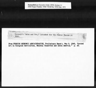 Card File on Art-Looting Suspects > RECORDS OF THE AMERICAN COMMISSION FOR THE PROTECTION AND SALVAGE OF ARTISTIC AND HISTORIC MONUMENTS IN WAR AREAS (THE ROBERTS COMMISSION), 1943-1946