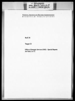 Thumbnail for Records Relating to the Restitution of Cultural Materials > Office Of Strategic Services (OSS) - Special Reports Art Unit (1 Of 7)