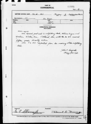 Thumbnail for USS PCE-868 > War Diary, 8/31/43 to 9/30/43