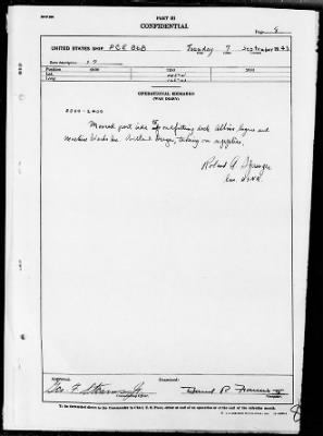 Thumbnail for USS PCE-868 > War Diary, 8/31/43 to 9/30/43