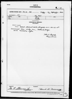 Thumbnail for USS PCE-868 > War Diary, 8/31/43 to 9/30/43