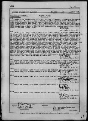 USS SAVANNAH > War Diary, 8/1-31/43 (Action Report)