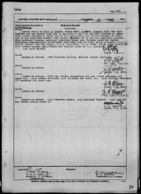 USS SAVANNAH > War Diary, 8/1-31/43 (Action Report)