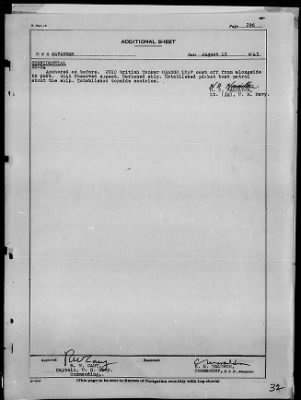 USS SAVANNAH > War Diary, 8/1-31/43 (Action Report)