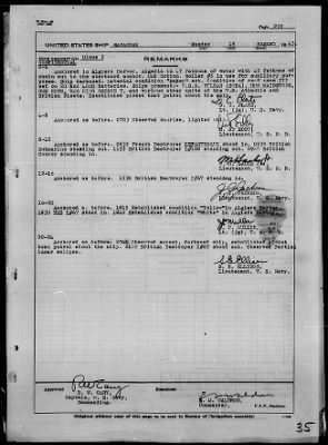 USS SAVANNAH > War Diary, 8/1-31/43 (Action Report)