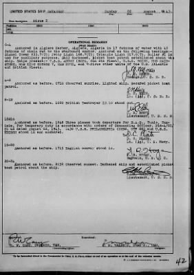 USS SAVANNAH > War Diary, 8/1-31/43 (Action Report)