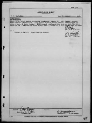 USS SAVANNAH > War Diary, 8/1-31/43 (Action Report)