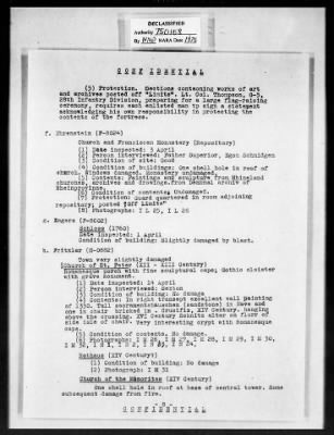 Thumbnail for MFAA Field Reports > ETO 1st U S Army Reports, 16 April 1945 & 15 May 1945 [AMG-376]