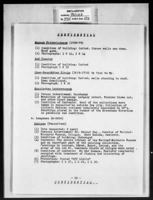 Thumbnail for MFAA Field Reports > ETO 1st U S Army Reports, 16 April 1945 & 15 May 1945 [AMG-376]