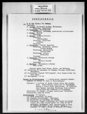 Thumbnail for MFAA Field Reports > ETO 1st U S Army Reports, 16 April 1945 & 15 May 1945 [AMG-376]