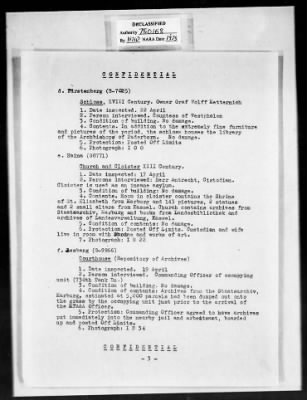 Thumbnail for MFAA Field Reports > ETO 1st U S Army Reports, 16 April 1945 & 15 May 1945 [AMG-376]