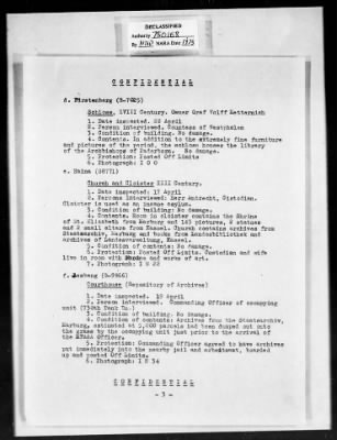 Thumbnail for MFAA Field Reports > ETO 1st U S Army Reports, 16 April 1945 & 15 May 1945 [AMG-376]