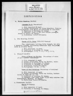 MFAA Field Reports > ETO 1st U S Army Reports, 16 April 1945 & 15 May 1945 [AMG-376]