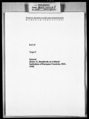 Thumbnail for Handbooks on Cultural Institutions of European Countries > General [Entry 11, Handbooks On Cultural Institutions Of European Countries, 1943-1945]