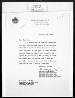 Correspondence with Commission Members and Personnel > Cairns, Huntington John Gilmore And John H. Scarff [Oct 1943-Dec 1944