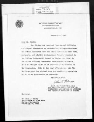 Correspondence with Commission Members and Personnel > Cairns, Huntington John Gilmore And John H. Scarff [Oct 1943-Dec 1944