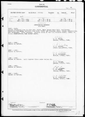 USS HAZELWOOD > War Diary, 8/1-31/43