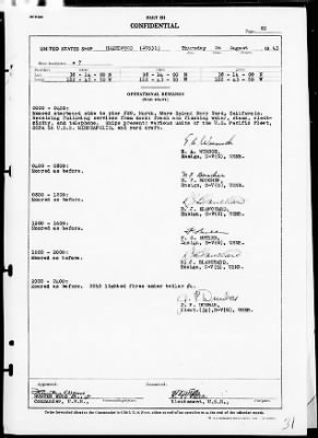 USS HAZELWOOD > War Diary, 8/1-31/43