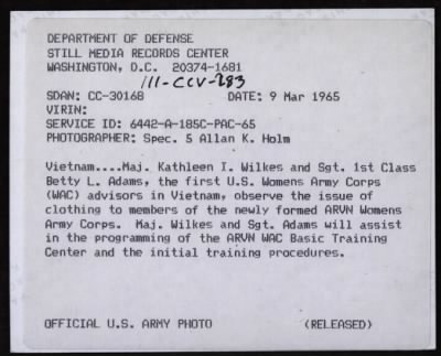 Military Assistance Command, Vietnam (MACV). Advisors > CC30168