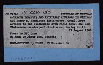 Thumbnail for Military Assistance Command, Vietnam (MACV). Advisors > CC27749