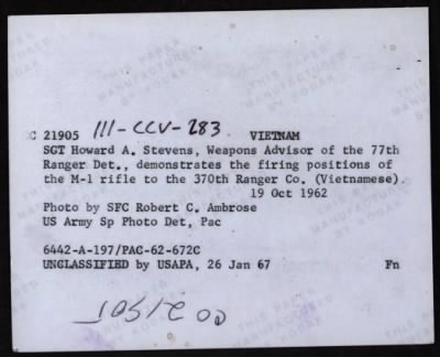 Thumbnail for Military Assistance Command, Vietnam (MACV). Advisors > CC21905