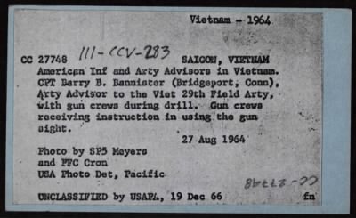 Military Assistance Command, Vietnam (MACV). Advisors > CC27748