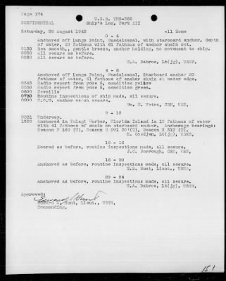 Thumbnail for USS YMS-265 > War Diary, 4/1/43 to 8/31/43