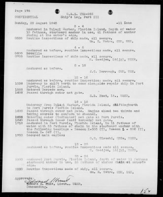 Thumbnail for USS YMS-265 > War Diary, 4/1/43 to 8/31/43