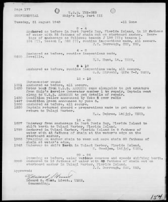 Thumbnail for USS YMS-265 > War Diary, 4/1/43 to 8/31/43