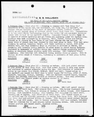 USS HALLIGAN > War Diary, 2/1-29/44