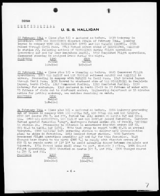 USS HALLIGAN > War Diary, 2/1-29/44