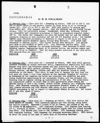 USS HALLIGAN > War Diary, 2/1-29/44