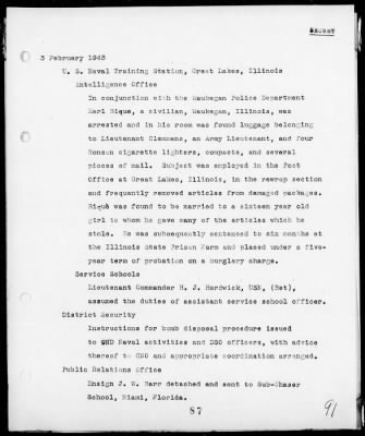 COM 9 > War Diary, 1/1/43 to 5/31/43