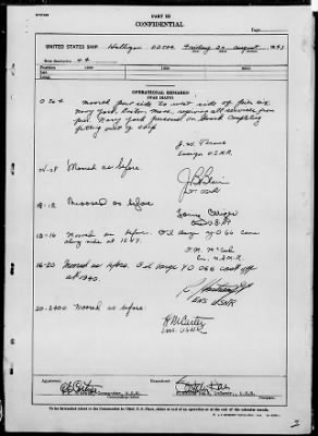 USS HALLIGAN > War Diary, 8/19-31/43