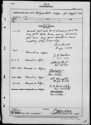 USS HALLIGAN > War Diary, 8/19-31/43