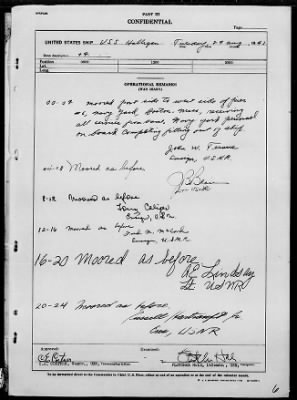 USS HALLIGAN > War Diary, 8/19-31/43