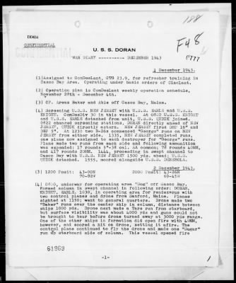 USS DORAN > War Diary, 12/1-31/43